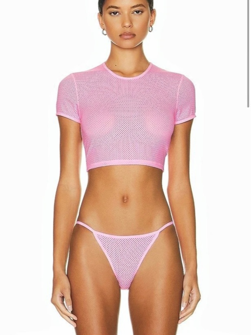 Alexander Wang Logo-print bodywear jersey mesh crop top Pink Size Small Tee worn